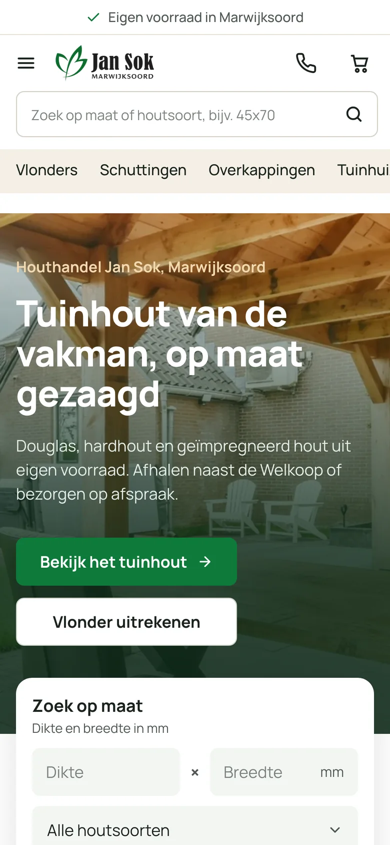 Webshop van Jan Sok op de telefoon