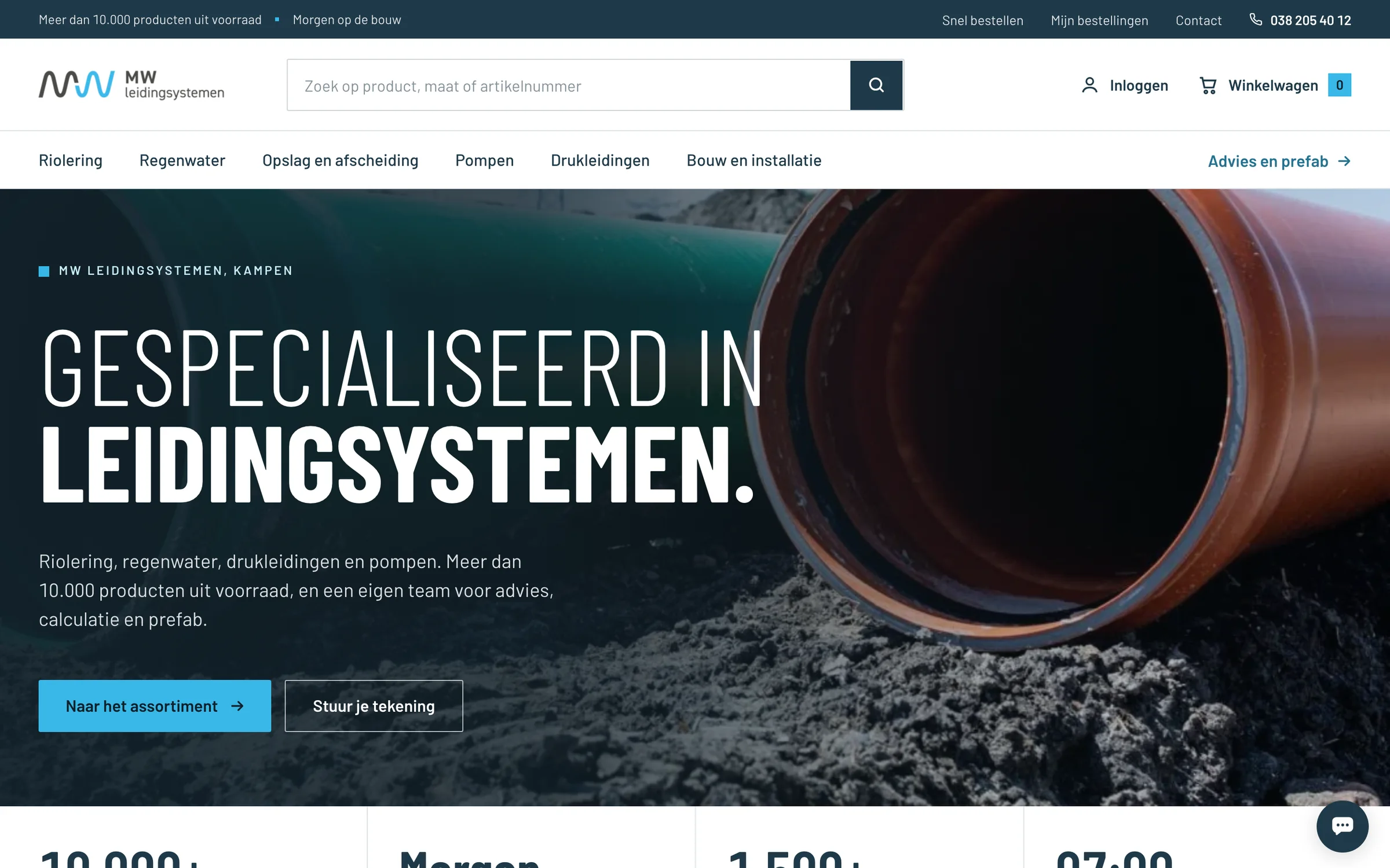 Startpagina van MW Leidingsystemen